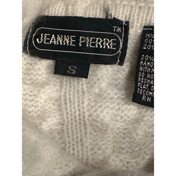 Jeanne Pierre Lambswool Angora Ivory Cable Knit Cowl Neck Sweater Small Vintage - Picture 3 of 10